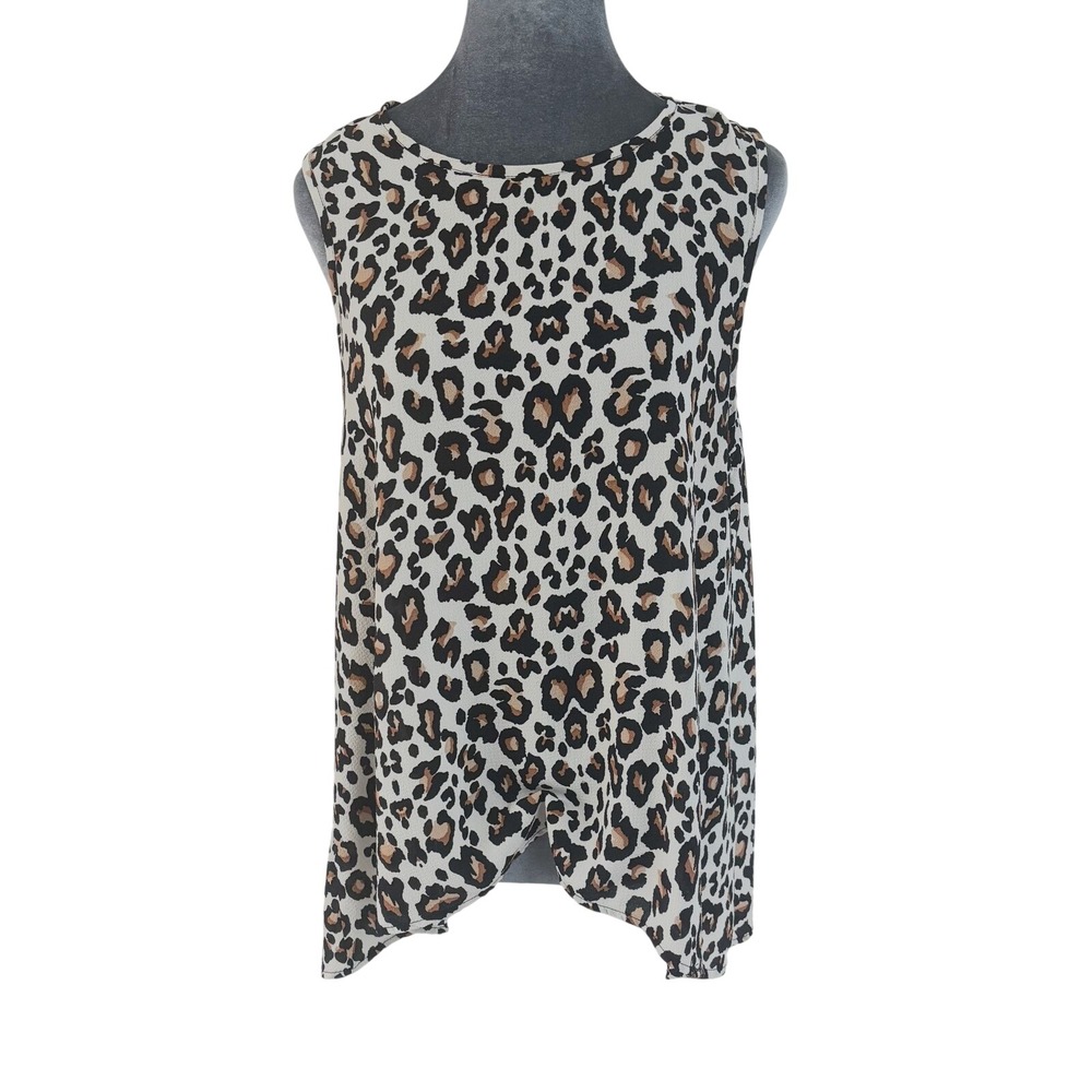 Adrienne Modern Boho City Chic Leopard Print Sleeveless Tunic Top - Womens‎  L